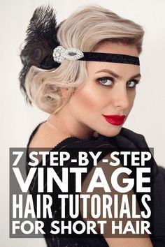 Vintage Hairstyles For Short Hair, 1920s Hair Short, Vintage Short Hair, Easy Vintage Hairstyles, Vintage Haircuts, Retro Haircut, Hairstyles Vintage