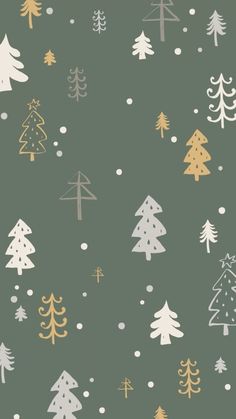 christmas trees and snow on a green background