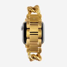 Meet your new favourite watch band. Perfect to add a touch of luxe to any outfit, wear it on repeat to the office, bar and everywhere in between. Crafted from premium stainless steel and plated in 18k Gold to elevate your Apple Watch into a piece of fine jewellery. Our commitment to high quality ensures your bracelet is: Waterproof Rust Free Tarnish Free Nickel Free Plating Need to shorten your band for a firmer fit? Simply flick open & remove the clasp links with your nail - no tool required! O Modern Gold Watch Band With Stainless Steel Clasp, Elegant Gold Metal Apple Watch Band, Adjustable Gold Watch Band With Solid Link Construction, Timeless Stainless Steel Bracelet Strap Watch Accessories, Classic Stainless Steel Bracelet Strap For Watch, Classic Stainless Steel Bracelet Strap Watch Accessories, Trendy Gold Apple Watch Band For Everyday, Timeless Stainless Steel Watch Bracelet Strap, Luxury Yellow Gold Watch Accessories For Everyday