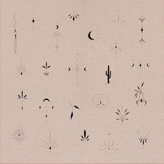 an image of different designs on the back of a sheet of paper with stars and moon