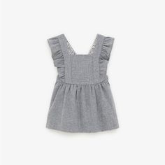 New With Tags, Never Worn Zara Baby Ruffled Flannel Pinafore Dress Size 9-12 Months. Super Adorable For Fall And Winter! Comes From A Smoke/Pet-Free Home. Elegant White Dress, Denim Pinafore, Swiss Dot Dress, Jeans Overall, Spotted Dress, Ribbed Knit Dress, Corduroy Dress, Zara Kids, Polka Dress