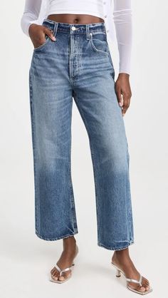 Citizens of Humanity Gaucho Vintage Wide Legs | Shopbop Birthday Party Outfit Women, Wide Legs Jeans, Straight Leg Jeans Outfits, Crisp White Blouse, Off Duty Outfits, Party Outfits For Women, Ankle Length Jeans, Jeans Fabric, Citizens Of Humanity Jeans