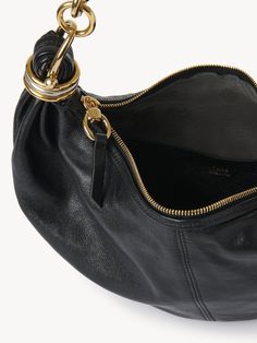 Chloé Small Bracelet Hobo Bag In Grained Leather | Chloé US On-the-go Hobo Shoulder Bag With Detachable Handle, Designer Crossbody Hobo Bag With Gold-tone Hardware, Luxury Leather-lined Pouch Hobo Bag, Chloe Bag Leather, Chloe Shoulder Bag, Small Bracelets, Blouse Pants, Buffalo Leather, Color Ring