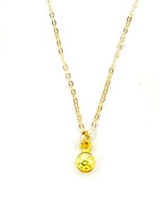 The Birthstone Pendant Necklace is a perfect pop of color for your jewelry stack. Personal, classic, and wearable every day. Celebrate a loved one's birthday month (or your own) with a stunning bezel-set birthstone necklace. 14k Gold-filled chain 16-19” chain 4mm birthstone charm Handcrafted in Nashville, TN Yellow Bezel Setting Jewelry Gift, Yellow Jewelry With Bezel Setting For Gift, Gift Yellow Bezel Setting Jewelry, Yellow Faceted Necklace For Gift, Yellow Faceted Necklace For Gifts, Yellow Birthstone Round Pendant Necklace, Yellow Birthstone Jewelry For May, Everyday Gold Birthstone Necklace With Bezel Setting, Yellow Jewelry With May Birthstone