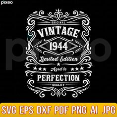 an old style label with the words vintage and aged in white on a black background