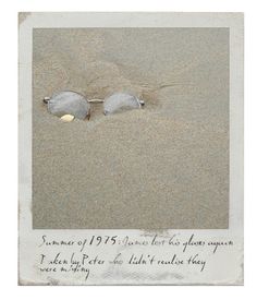 two seagulls in the sand with an inscription on it that reads summer of 1915