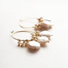 Boho Wedding Earrings, Coin Pearl Earrings, Wedding Earrings, Pearl Earrings Wedding Earrings Pearl, Coin Pearl Earrings, Boho Wedding Earrings, Herkimer Diamond Earrings, Pearl Earrings Wedding, Coin Pearls, Pearl Hoop Earrings, Bridal Look, Earrings Pearl