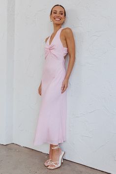 Light Pink Midi Dress, Pastel Pink Bridesmaid Dresses, Leavers Party, Light Pink Maxi Dress, Long Pink Dress, Fancy Clothing, Pastel Pink Weddings, Midi Dress Pink, Classic Coastal