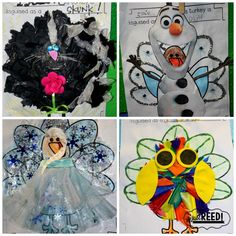 four different pictures of frozen princess crafts