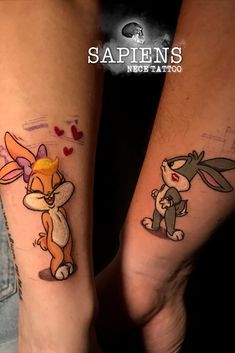 Bugs bunny tattoo ideas looney tunes. Arm Tattoo. Couples tattoo idea. Lola Bunny Tattoo, Lola Tattoo, Bugs Bunny Tattoo, Playboy Bunny Tattoo, Bugs Bunny And Lola, Match Tattoo, Casino Tattoo, Bunny Tattoo, Couple Matching Tattoo