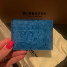 Brand New Burberry Card Holder With Dust Bag Designer Blue Bags With Card Slots, Blue Designer Bags With Card Slots, Formal Blue Bags With Card Slots, Designer Blue Wallet For Everyday Use, Classic Blue Bags With Card Slots, Elegant Blue Wallets With Interior Card Slots, Luxury Blue Card Holder For Gift, Luxury Blue Card Holder As Gift, Luxury Blue Card Holder Gift