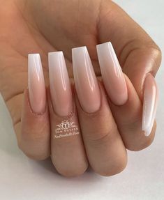 Ombre Classy Nails, Long V French Tip Nails, Tapered Coffin Acrylic Nails, Nude Ombre Nails Coffin, Nude Baddie Nails, Coffin Nails Ombre, Unghie Sfumate, Nail Art Ombre