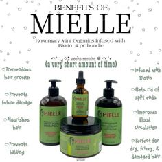 Rosemary Mint Organica Infused with Buoyin and Encouraged Growth Hair Products for stronger and Healthier Hair and Styling Bundle Set 4 PCS #rosemary #rosemaryrecipes #hair #mielle #mielleorganics #benefits #benefitsofmielle #scalp #hairtreatments #haircare #curlyhair #curlyhairproducts #oil #hairoil #curls #4c #4a #4b #3c #rroah 4c Hair Growth Products, Argan Oil Hair Benefits, Mielle Hair Products, Mielle Products, Natural Hair Journey Tips, Mielle Rosemary Mint, 4c Hair Growth, Healthy Curly Hair