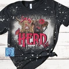 Highland Cow Clothes, Highland Cow Shirt, Cow Shirt Ideas, Cow Shirts For Women, Cow Print Shirt, Cow Outfits, Bleached Shorts, Bleach Shirt, Heifer Cow