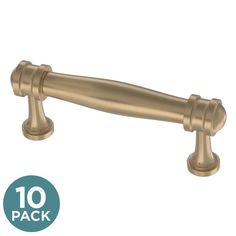 an image of a set of handles for the kitchen cabinets in gold color with 10 pack