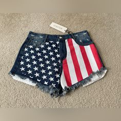 Utcoco Distressed Flag Shorts New With Tags Size: 10 See Pictures For Measurements #32 Shorts For 4th Of July Beach Events, Short Shorts For 4th Of July Beach Events, 4th Of July Beach Shorts, Summer Bottoms For 4th Of July Vacation, Summer Vacation Flag Print Bottoms, Trendy American Flag Print Cotton Shorts, Casual American Flag Print Cotton Shorts, American Flag Print Cotton Shorts For Spring, Casual Cotton Shorts With American Flag Print