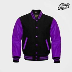 Premium Quality Black Wool Purple Sleeve Varsity Jacket Letterman Baseball Bomber College Jacket, Mens Clothing Fitted Urban Varsity Jacket For Fall, Urban Purple Outerwear For Fall, Fitted Urban Varsity Jacket With Pockets, Fitted Leather Varsity Jacket, Fitted Leather Varsity Jacket With Long Sleeves, Fitted Leather Varsity Jacket For Winter, Urban Fitted Varsity Jacket With Pockets, Purple Varsity Jacket For Fall Streetwear, Fitted Varsity Leather Jacket For College