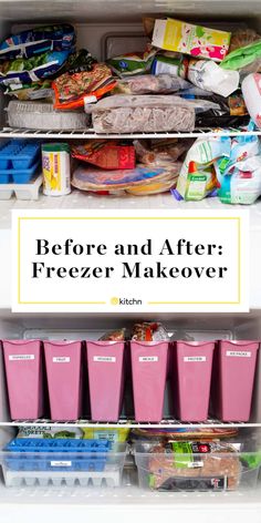 an open refrigerator filled with lots of food and plastic bins on the bottom shelf