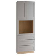 a white cabinet with two doors and drawers