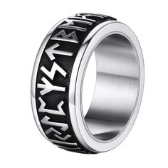 PRICES MAY VARY. 🔥【Cool Elder Futhark Ring】Viking runes represent courage, strength and luck,it gives you the protection and provide you with prosperity! 🔥【Rotatable Fidget Rings】Spinner to anti anxiety,stress and bored.It Spin Smoothly at a high speed,helps you focus on things that are most important for you.Stylish and interesting ring gifts for your loved ones or treat yourself!!! 🔥【Norse Viking Size】Various size choices:7-14.Width:9mm. Suits for fat or slim finger!Good as promise rings, e Customized Rings, Wedding Ring Finger, Engagement Rin, Celtic Moon, Medical Jewelry, Elder Futhark, Viking Ring, Name Ring, Viking Runes