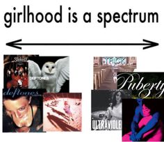 there are many different pictures with the words girlhood is a spectrum