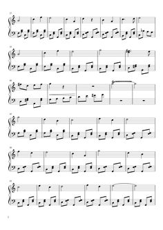 sheet music for the piano with notes