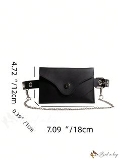 BirdinBag - Chic Chain Flap Belt Bag: Mini & Trendy in PU with Stylish Decor Crossbody Bag With Hardware, Daily Use Belt Bag With Chain Strap, Chic Rectangular Belt Bag With Chain Strap, Rectangular Bags With Hardware As Fashion Accessory, Square Bag Pattern, Mini Belt Bag, Waist Bags, Word Wrap, Black Bag