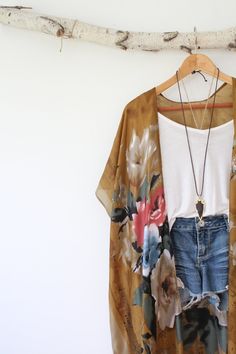 Kimono, GOLD RUSH, Robe-style Boho Kimono With Floral Patterns, Cover-up, Beachwear, Boho, Shawl, Wrap, Summer, Bohemian, Bridal, Kimono - Etsy Kimono Gold, Bridal Kimono, Boho Shawl, Bohemian Bridal, Plain Outfits, Fashion Boho, Boho Kimono, Funky Fashion, Shawl Wrap