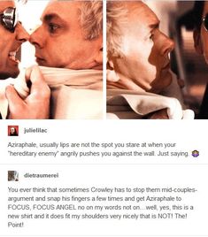 two pictures of an older man and woman kissing each other with the caption's name on them