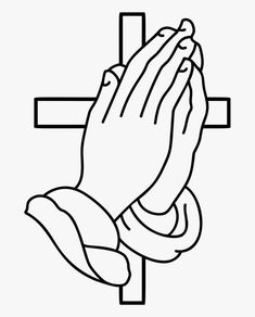 praying hands on the cross coloring page