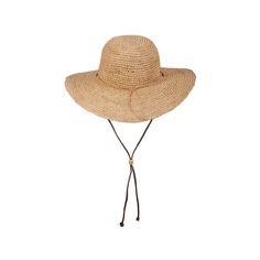 Made of organic raffia and complete with a leather chin cord and drawstring, this hat makes a good gardening hat. It has a large brim to keep the sun off of your face while working and the sun won't deteriorate the color easily.Details: 4" Brim 3.5" Crown Leather Chin Cord Cotton Sweatband Crushable / Packable Hand-Crocheted Raffia Country Style Adjustable Sun Hat For Travel, Adjustable Natural Hat For Outdoor, Adjustable Natural Color Hat For Outdoor, Adjustable Natural Color Outdoor Hat, Adjustable Straw Bucket Hat For Outdoors, Adjustable Straw Bucket Hat For Outdoor, Adjustable Safari Hats For Spring, Safari Style Bucket Hat For Beach, Adjustable Brimmed Crochet Hat For Outdoor