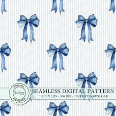 seamless digital pattern with blue bows