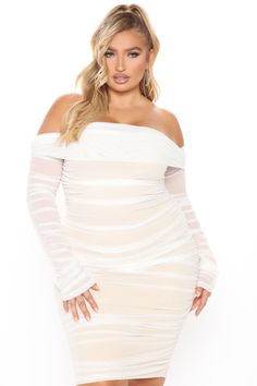 Available In Rust/Nude, White, Purple, Neon Pink And Black Off Shoulder Ruched Midi Dress Long Sleeve Hidden Back Zipper Stretch Self: 95% Polyamide 5% Spandex Lining: 100% Polyester Imported | Ready In A Ruched Off Shoulder Midi Dress in White size Medium by Fashion Nova Black Turtleneck Sweater Dress, Midi Dress Long Sleeve, Off Shoulder Midi Dress, Tie Sleeve Dress, Purple Neon, Ivory Lace Dress, Snake Print Dress, Bandage Midi Dress, Black Off Shoulder