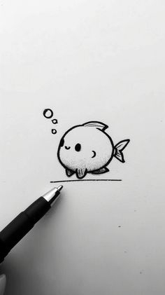 a drawing of a fish with bubbles coming out of it's mouth