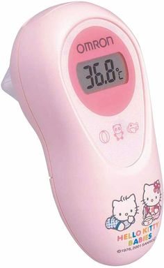 an electronic thermometer with hello kitty on it's face and pink body