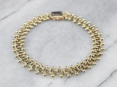 Woven Fancy Link Gold Beaded Bracelet Luxury Gold Statement Beaded Bracelets, Luxury Yellow Gold Bracelets With Faceted Beads, Luxury Formal Gold Beaded Bracelets, Luxury Unique Gold Beaded Bracelets, Luxury Gold Jewelry With 108 Beads, Vintage Gold Chain, Gold Beaded Bracelet, Gold Chain Bracelet, Bracelet Stacking