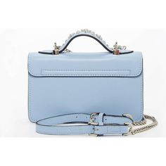 The stylish baby blue Hollywood leather bag features silver cool metal stud appliqués on the front of the bag and top handle. It is secured by a polished silver metal push lock on the front flap and has an adjustable and removable silver chain strap. Has a roomy interior zipped pocket and a slip pocket keeping all your essentials organized. The Hollywood’s leather top handle, allows you to wear this cool bag by its handle, over the shoulder, or as a chic crossbody style. OUTSIDE: Light Blue / Ba Blue Top Handle Satchel With Silver-tone Hardware, Luxury Blue Satchel With Silver-tone Hardware, Blue Top Handle Shoulder Bag With Silver-tone Hardware, Blue Shoulder Bag With Silver-tone Hardware And Top Handle, Blue Rectangular Satchel With Silver-tone Hardware, Elegant Blue Satchel With Silver-tone Hardware, Evening Blue Shoulder Bag With Metal Hardware, Blue Evening Shoulder Bag With Metal Hardware, Blue Leather Satchel With Metal Hardware