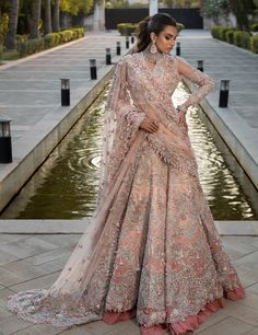 Heavy Baby Pink Lehenga Choli for Indian Bridal Wear Pakistani Bridal Lehenga, Tissue Fabric, Bridal Indian, Detailed Dress, Asian Wedding Dress, Bridal Lehenga Collection, Pink Lehenga, Indian Bridal Dress, Indian Bridal Wear