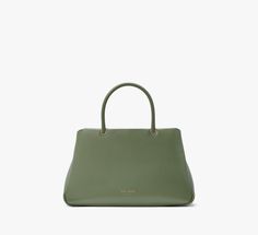 Meet our new shoulder star Grace. Crafted in colorblocked leather this spacious satchel is your answer to office-and-out days. | Kate Spade Grace Fine Grain Leather Medium Satchel, Cedar Stand Green Leather Shoulder Bag For Work, Kate Spade Leather Satchel For Shopping, Kate Spade Leather Satchel For Everyday, Kate Spade Leather Satchel For Office, Everyday Kate Spade Leather Satchel, Kate Spade Shoulder Bag For Work, Kate Spade Leather Satchel, Modern Kate Spade Leather Satchel, Green Satchel For Work