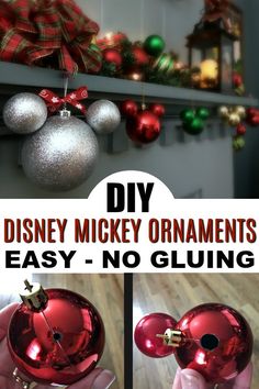 the diy mickey ornament is easy and no gluing christmas ornaments