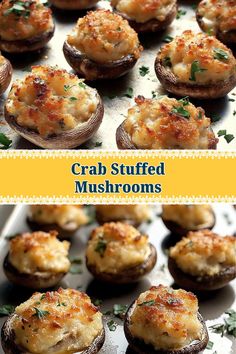 crab stuffed mushrooms with parsley on top