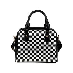 "Colors: black, white, ♥ See our other checkered items here: https://www.etsy.com/shop/BlueStarTrader?search_query=checker So Cool! Black and white checkered satchel handbag. The purse easily holds 4 standard bottles of water standing up. The design is printed on both sides. The sides, bottom, handle and trim are black. * Manufactured with premium water-resistant PU vegan leather. * Features comfortable and sturdy carrying straps with high-quality stitching for long-lasting durability. * Include Types Of Purses, Retro Handbags, Top Handbags, White Handbag, How To Make Handbags, Satchel Purse, Black Purses, Satchel Handbags, Womens Purses