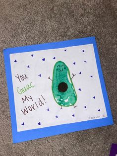 Infant Footprint Art Avocado “You Guac My World” 💚 Taco Footprint Art, Green Infant Art, You Guac My World, Thank You Footprint Art, Easy Footprint Crafts, Green Footprint Art, Fathers Day Crafts Infants