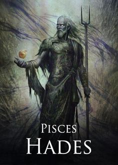 the cover to pisces hades, with an image of a man holding a apple