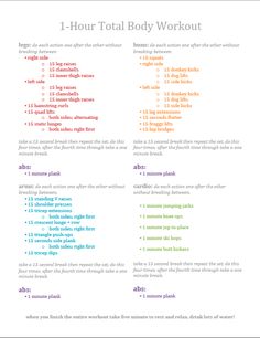 the body workout plan is shown with instructions for how to do it and what to use it