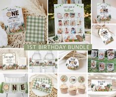 the first birthday bundle includes photos and cards