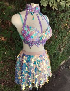 Showgirl Costume, Mermaid Bra, Edc Outfits, Mermaid Outfit, Rave Bra, Rave Wear, Festival Looks, Rave Outfits, Dance Outfits