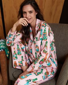 Pop the Bubbly - Women's Cotton Long Sleep Set - Sparkling Rose Cute Matching Sets, Matching Family Pjs, Pink Corvette, Pop The Bubbly, Tender Love, Family Pjs, Luxury Pajamas, Clothing Packaging, Red Stockings