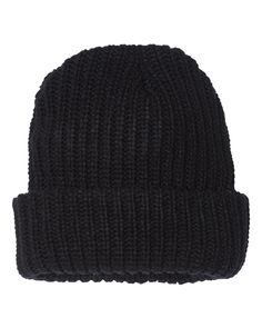 12" Chunky Knit Cuffed Beanie - BLACK - ONE SIZE | Sportsman 12" Chunky Cuffed Beanie Hat in Black | Acrylic Boot Wallet, Unique Stockings, Black Stocking, Chunky Beanie, Small Hair Clips, Chunky Knit Hat, Knit Stockings, Stocking Cap, Black Patch