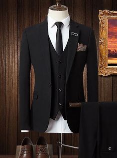 Men's Party / Evening Peak Tailored Fit Single Breasted One-button Straight Flapped Solid Color Spandex 2021 - US $89.99 Jas Wedding, Cheap Suits, Evening Suit, Mens Kurta Designs, Dress Suits For Men, Designer Suits For Men, Ceremony Wedding